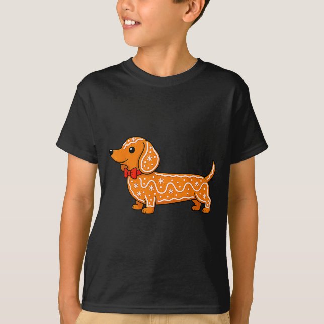 T-shirt Gingerbread Dachshund Christmas Cute Weiner Dog  (Devant)