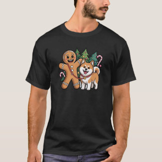 T-SHIRT GINGERBREAD MAN AND AKITA DOG