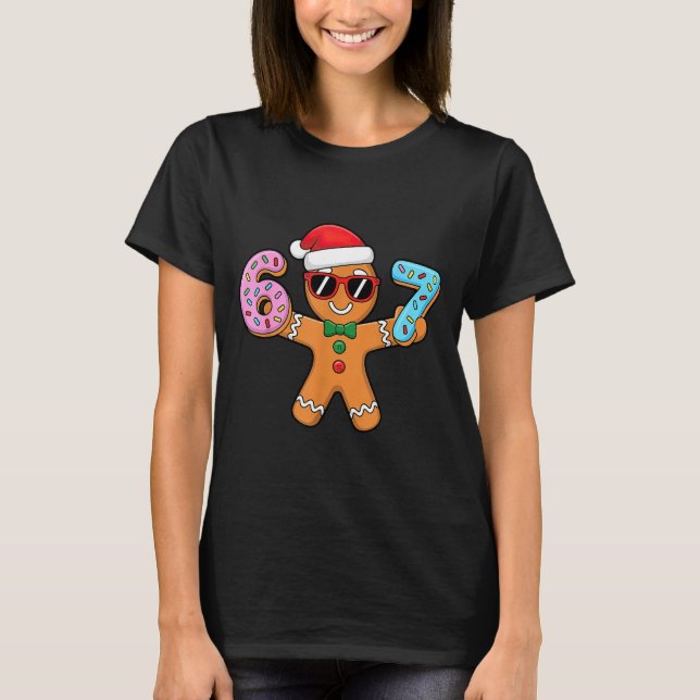 T-shirt Gingerbread Six Seven 67 Ice Cream Drip Christmas  (Devant)
