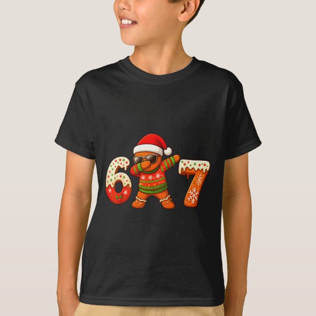 T-shirt Gingerbread Six Seven 67 Ice Cream Drip Christmas  (Devant)
