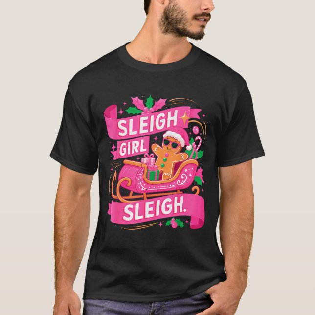 T-shirt Gingerbread Sleigh Girl Nk Funny Christmas Women G (Devant)