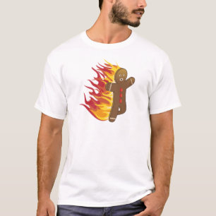 T-shirt Gingerbreadman drôle sur le feu