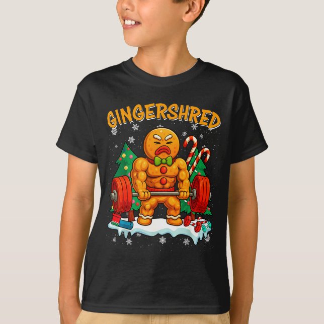 T-shirt Gingershred Funny Gingerbread Man Gym Bodybuilding (Devant)
