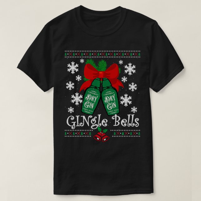 T-shirt GINgle Bells Vilain Noël Gin Mistletoe Xmas (Design devant)