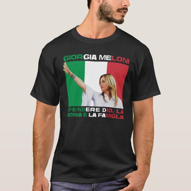 T-shirt Giorgia Meloni - Dieu, famille et pays Italie (Devant)