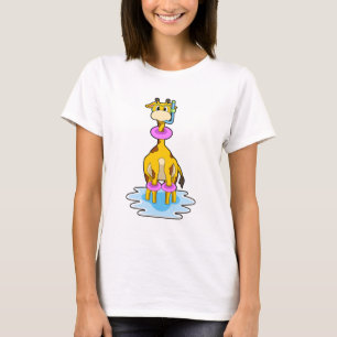 T-shirt Girafe à la natation avec anneau de natation