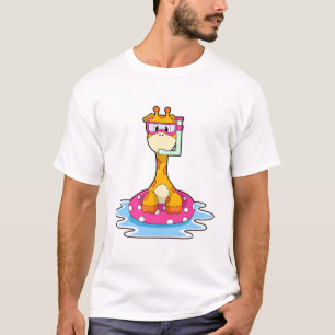T-shirt Girafe à la natation avec tuba