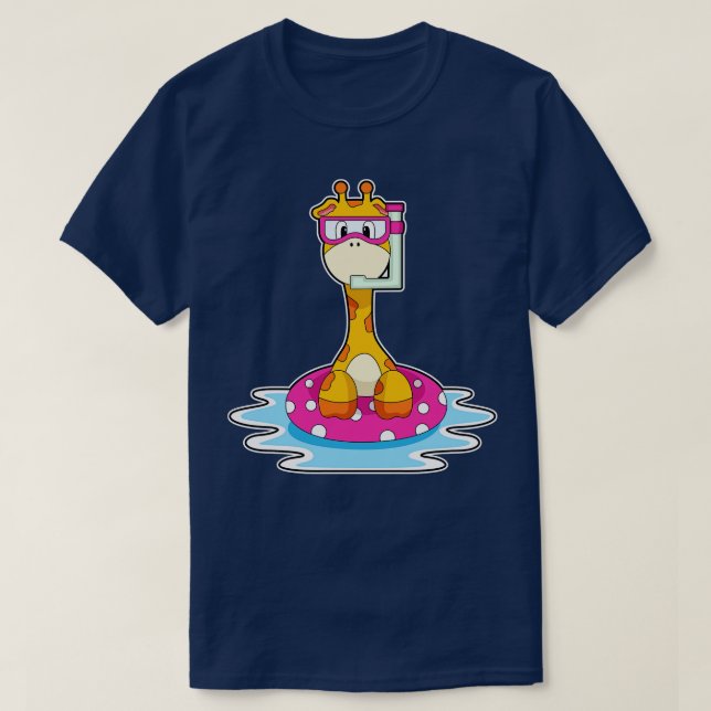 T-shirt Girafe à la natation avec tuba (Design devant)