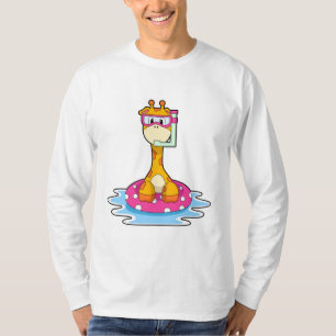 T-shirt Girafe à la natation avec tuba
