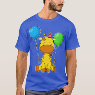 T-shirt Girafe à l'anniversaire avec ballons