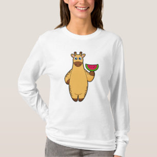T-shirt Girafe à Manger avec de la pastèque