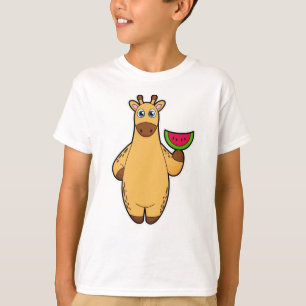 T-shirt Girafe à Manger avec de la pastèque
