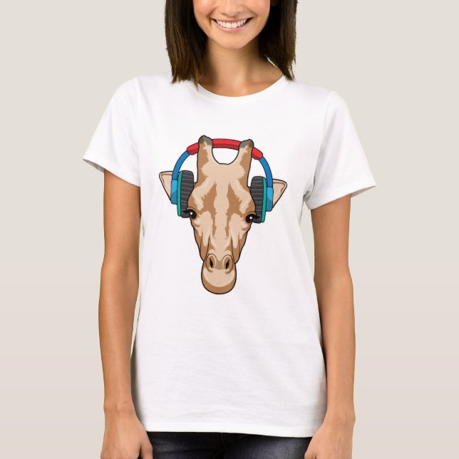 T-shirt Girafe at Music with Headphone (Devant)