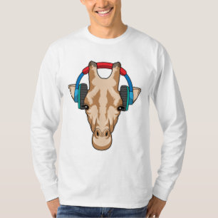 T-shirt Girafe at Music with Headphone