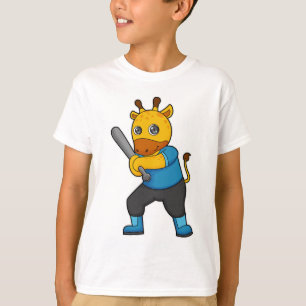 T-shirt Girafe au baseball avec batte de baseball