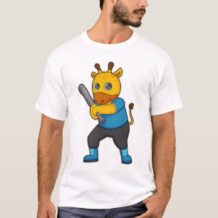T-shirt Girafe au baseball avec batte de baseball