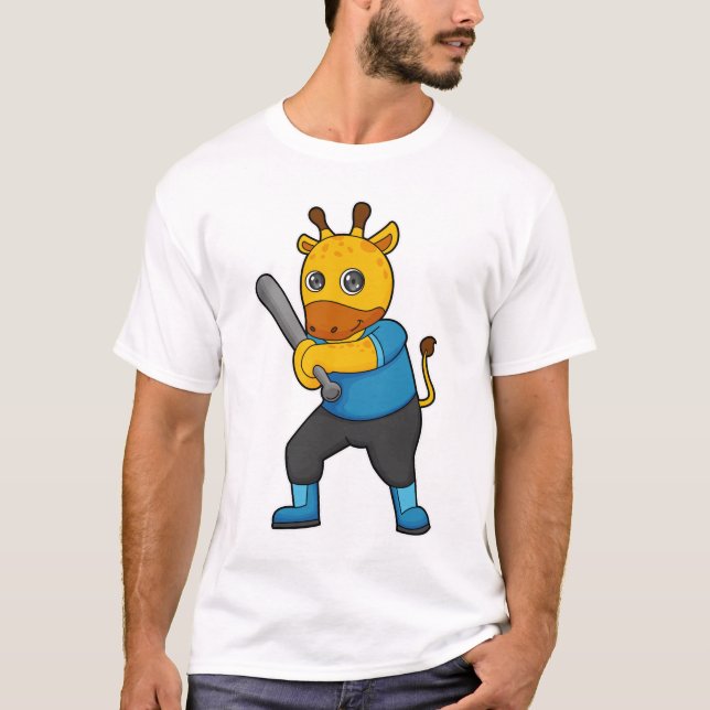 T-shirt Girafe au baseball avec batte de baseball (Devant)