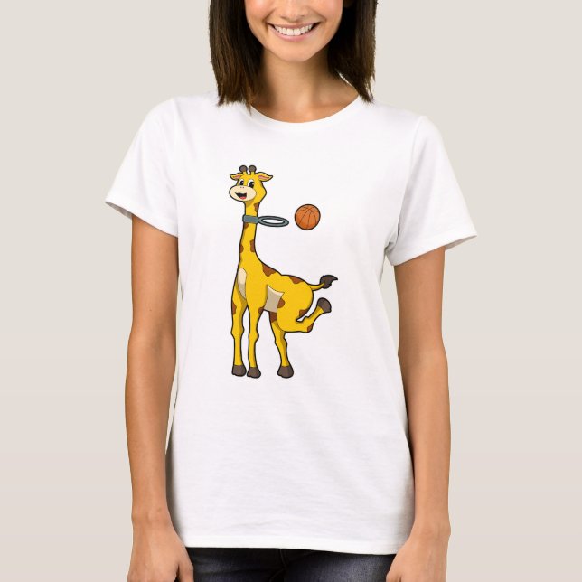T-shirt Girafe au basket-ball avec cerceau de basket-ball (Devant)