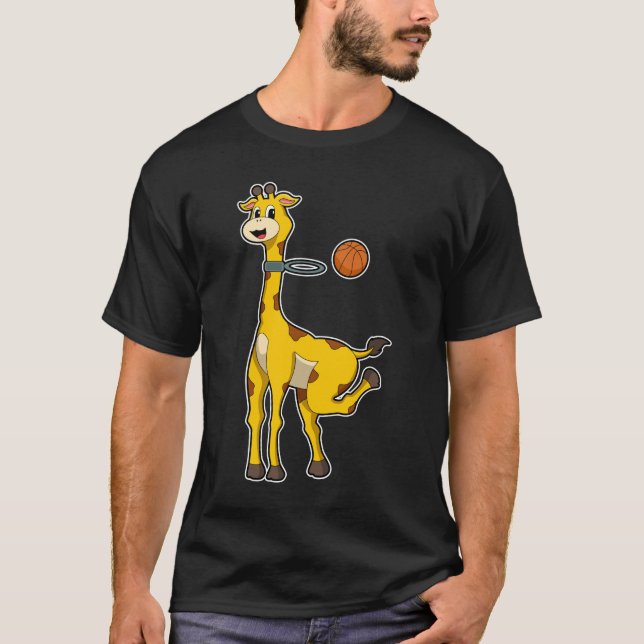 T-shirt Girafe au basket-ball avec cerceau de basket-ball (Devant)