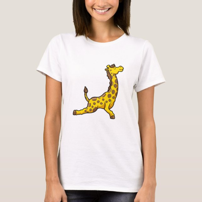 T-shirt Girafe au Yoga Exercices d'étirement Legs & Cou (Devant)