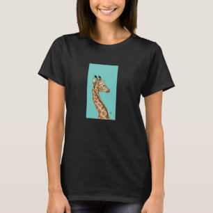 T-shirt Girafe avec l'arrière - plan turquoise