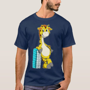 T-shirt Girafe avec pile de livres