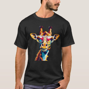 T-shirt Girafe Branchée avec Lunettes Graphique – Amoureux