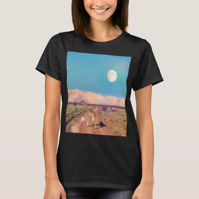 T-shirt Girafe Dans Le Serengeti - Lune Levante (Devant)