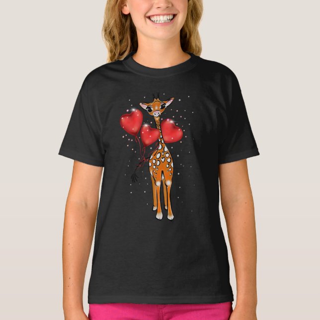 T-shirt Girafe de Cute | ballons cardiaques (Devant)