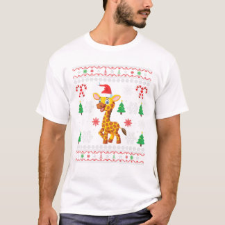 T-shirt Girafe de Noël laid Noël
