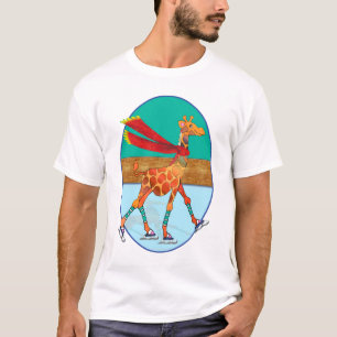 T-shirt Girafe de patinage de glace dans la piste ovale
