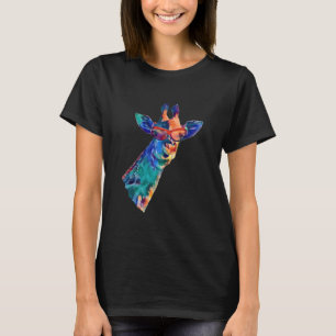 T-shirt Girafe en Lunettes de soleil Aquarelle arc-en-ciel