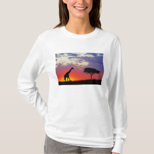 T-shirt Girafe en silhouette au lever du soleil, Giraffa