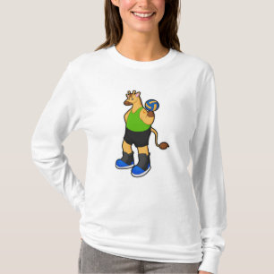 T-shirt Girafe en tant que joueur de volleyball avec volle