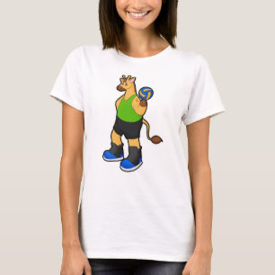 T-shirt Girafe en tant que joueur de volleyball avec volle