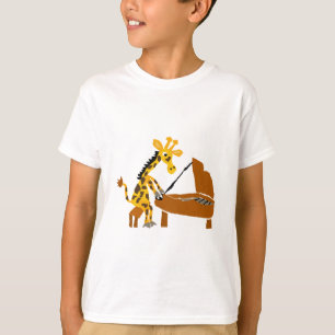T-shirt Girafe idiote jouant le piano