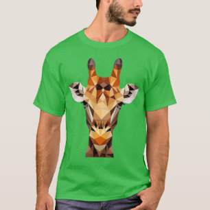 T-shirt Girafe Polygonal Zoo Africain Animal Mammal Safari