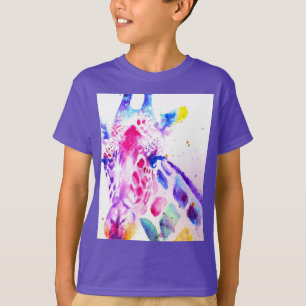 T-shirt Giraffe Aquarelle Garçons Cadeaux Violets