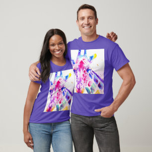 T-shirt Giraffe Aquarelle Mens Purple Cadeaux Lavande