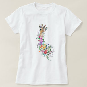T-shirt Giraffe aux fleurs colorées