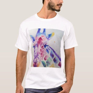 T-shirt Giraffe colorée Animal Aquarelle Art Design