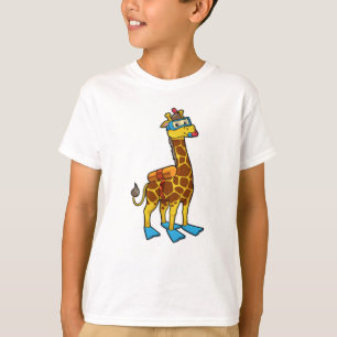 T-shirt Giraffe comme plongeur avec lunettes de natation e