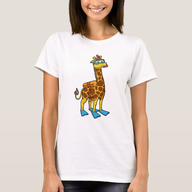 T-shirt Giraffe comme plongeur avec lunettes de natation e (Devant)