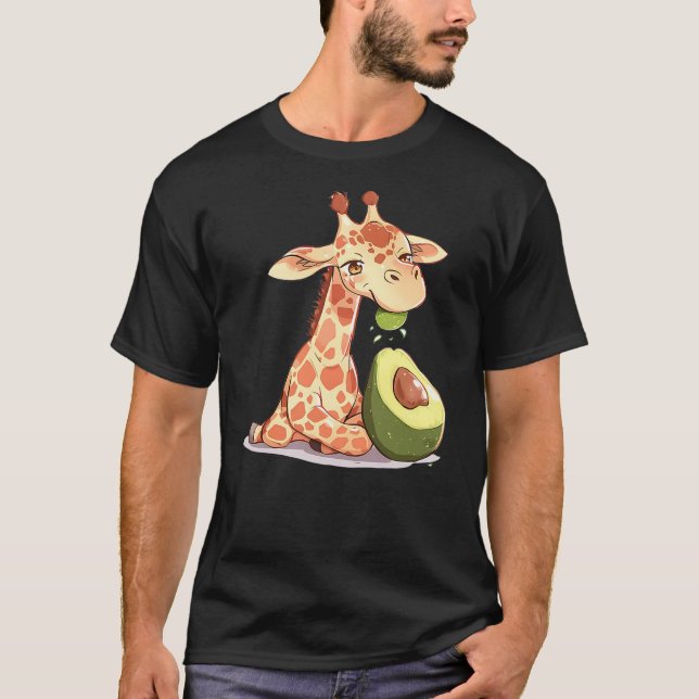 T-shirt giraffe eating avocado, giraffe for men, giraffe f (Devant)