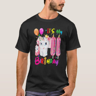 T-shirt Giraffe Elephant C'est mon 11e anniversaire filles