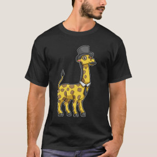 T-shirt Giraffe en Gentleman avec Casquette, Cravate et Mo