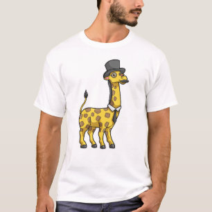 T-shirt Giraffe en Gentleman avec Casquette, Cravate et Mo