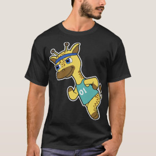 T-shirt Giraffe en Jogger à Running with Head