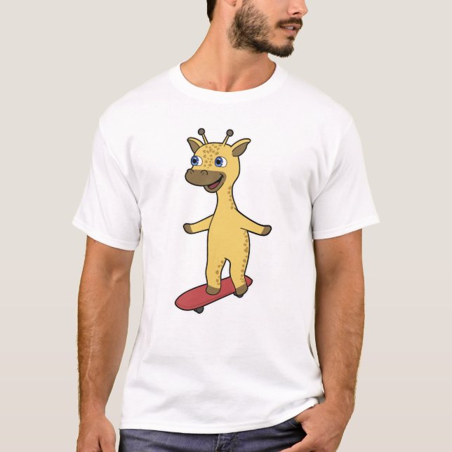 T-shirt Giraffe en patinage avec skateboard (Devant)