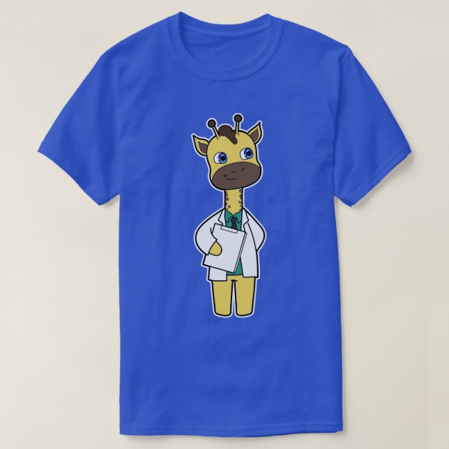 T-shirt Giraffe en tant que docteur avec Bloc-notes (Design devant)